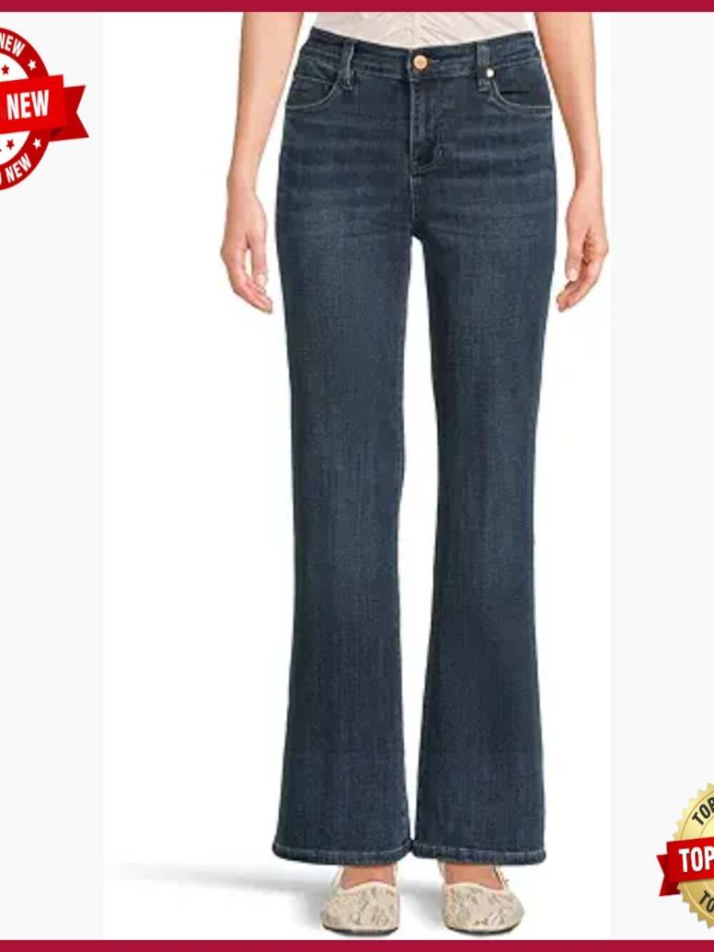Mid-Rise Bootcut Jeans, Crosshatch Denim, Regular Fit, Five-Pocket Styling